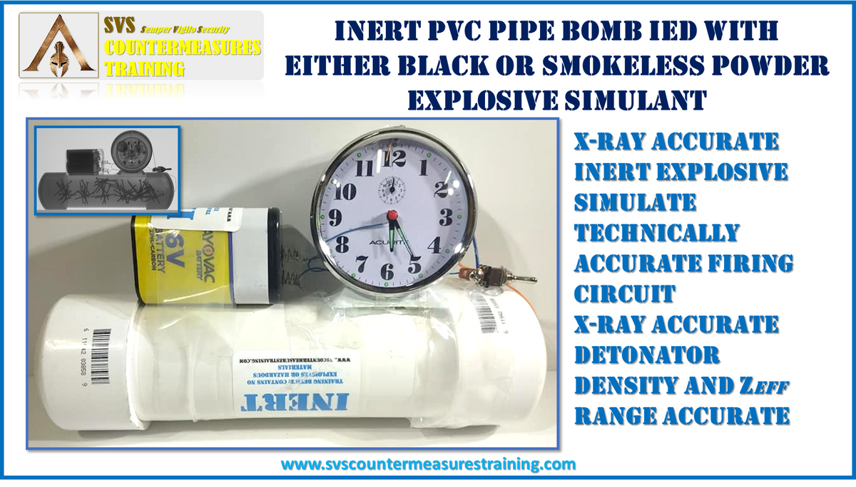Steel Pipe Bomb IED, Medium (Cutaway w/ Visco Fuse) - Inert Replica - Inert  Products LLC