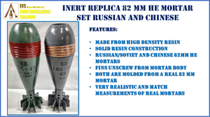 Inert Replica 82 mm Mortar Set Chinese Type 53 and Soviet 0-832