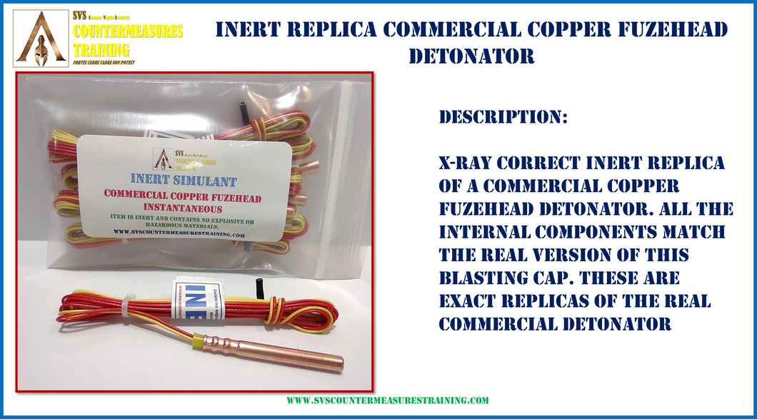 Inert Replica Commercial Copper Fuzehead Detonator Blasting Cap x-ray correct.