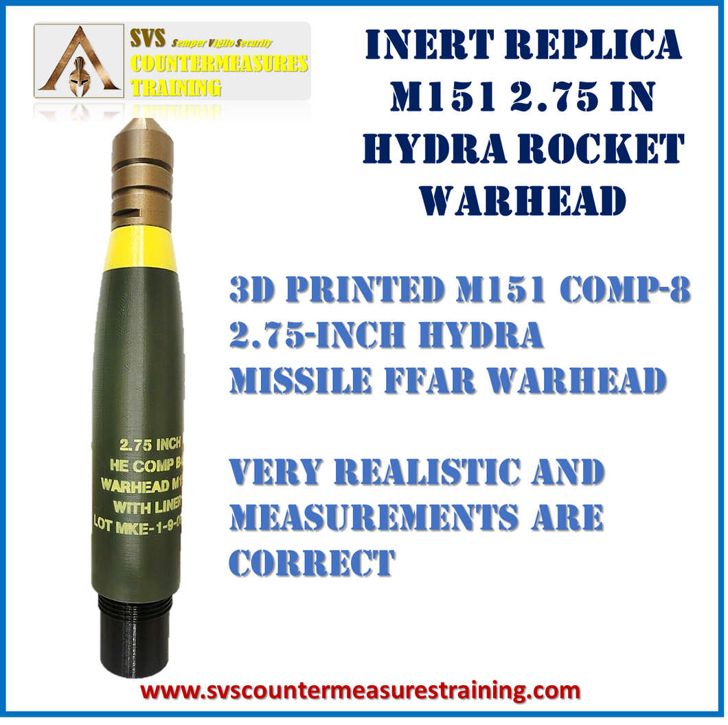 Inert Replica 2.75 in HYDRA Rocket warhead