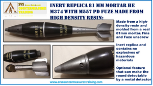 Inert Replica 81mm Mortar HE M374 with M557 fuse