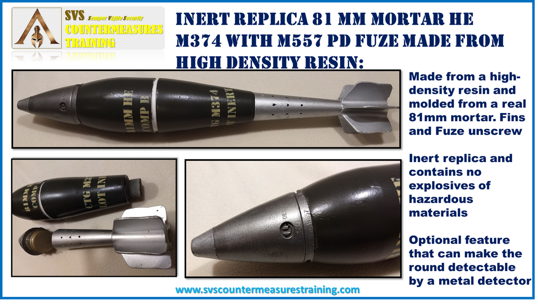 Inert Replica 81mm Mortar HE M374 with M557 fuse