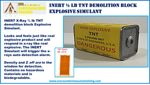Inert .5 lb TNT demolition block  X-Ray Accurate Explosive Simulant
